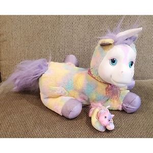2017 Pastel Colored Unicorn Surprise with One Baby Stuffed Animal Plush Toy